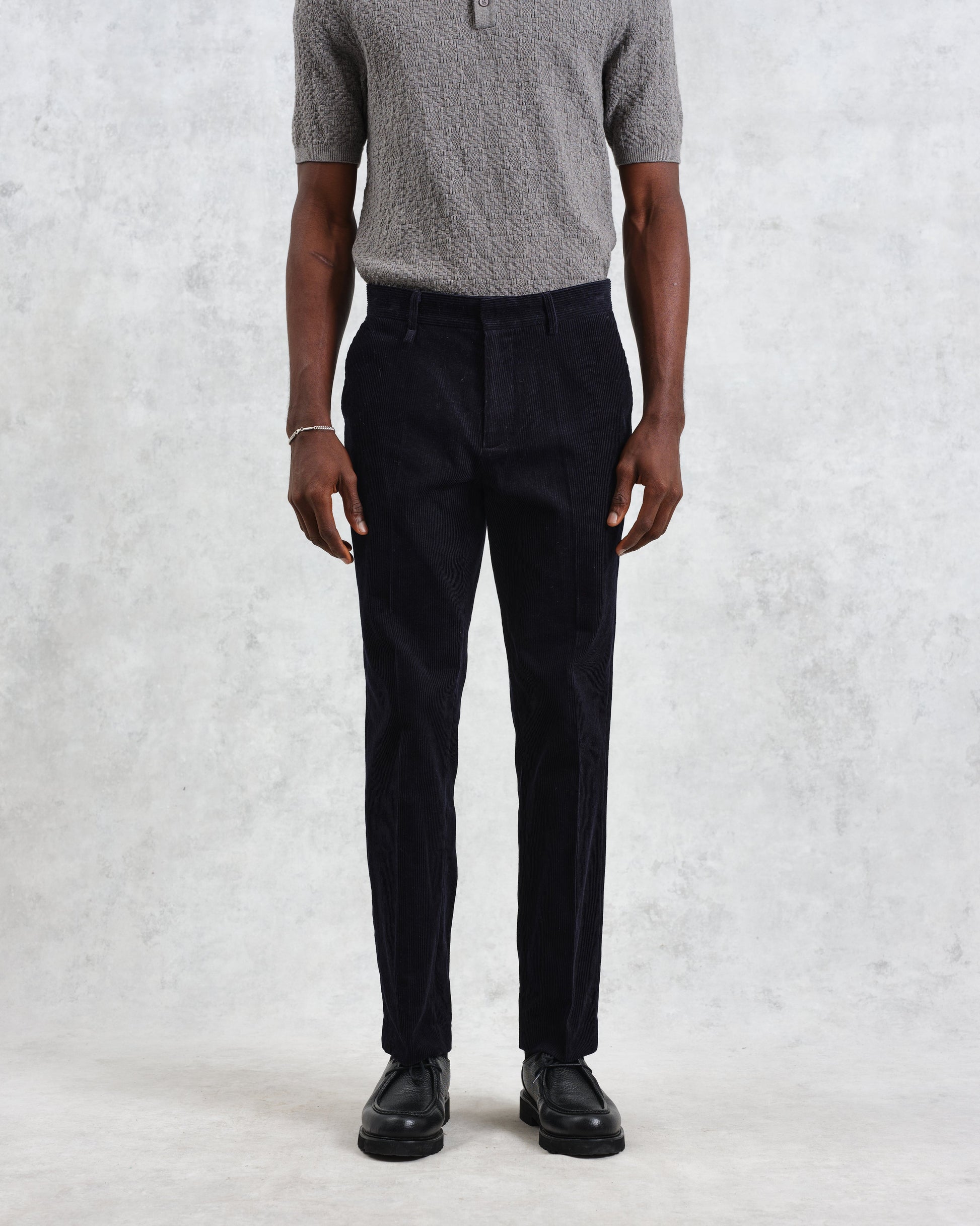 wax london men's Alp - Navy Corduroy Trousers