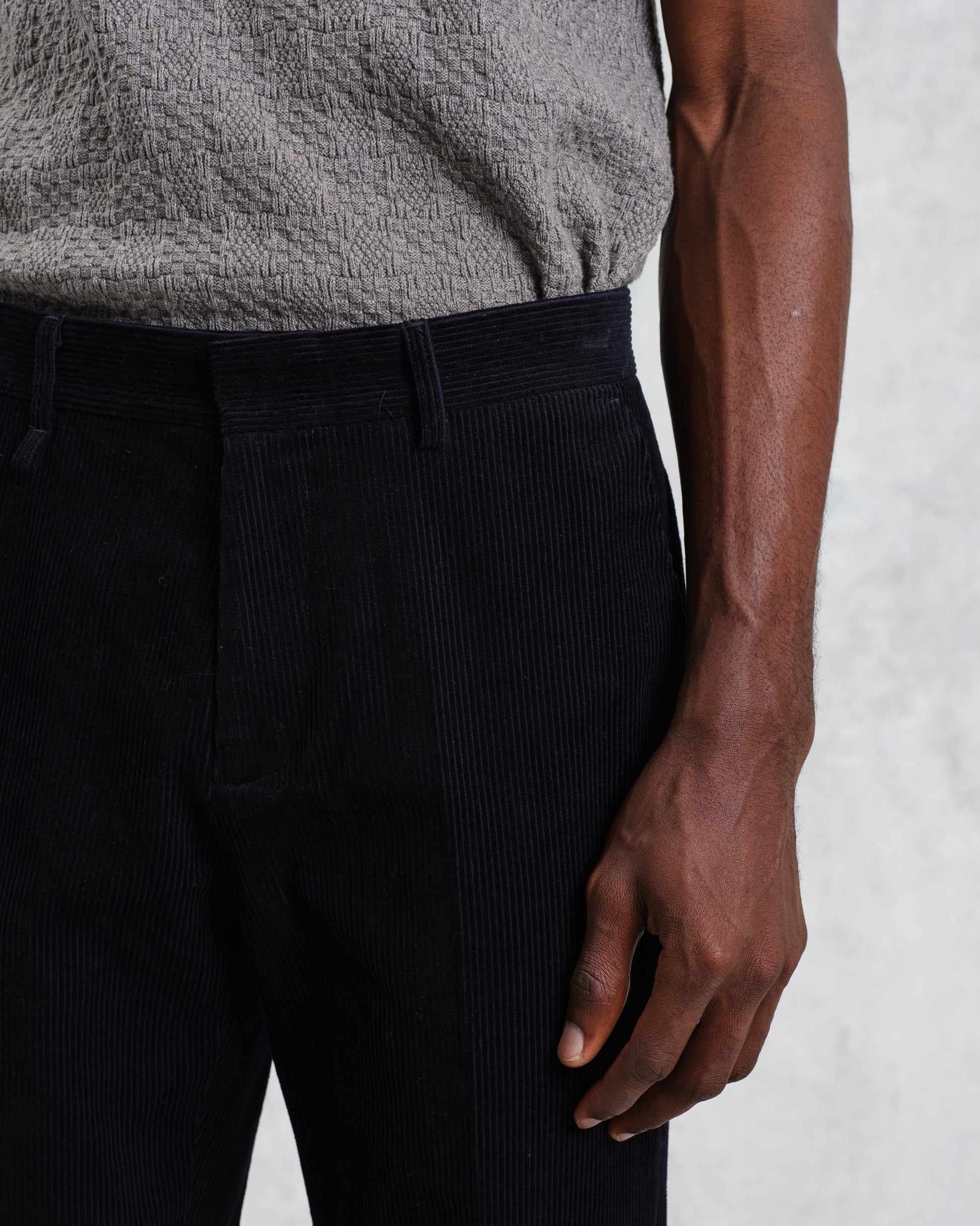 wax london men's Alp - Navy Corduroy Trousers