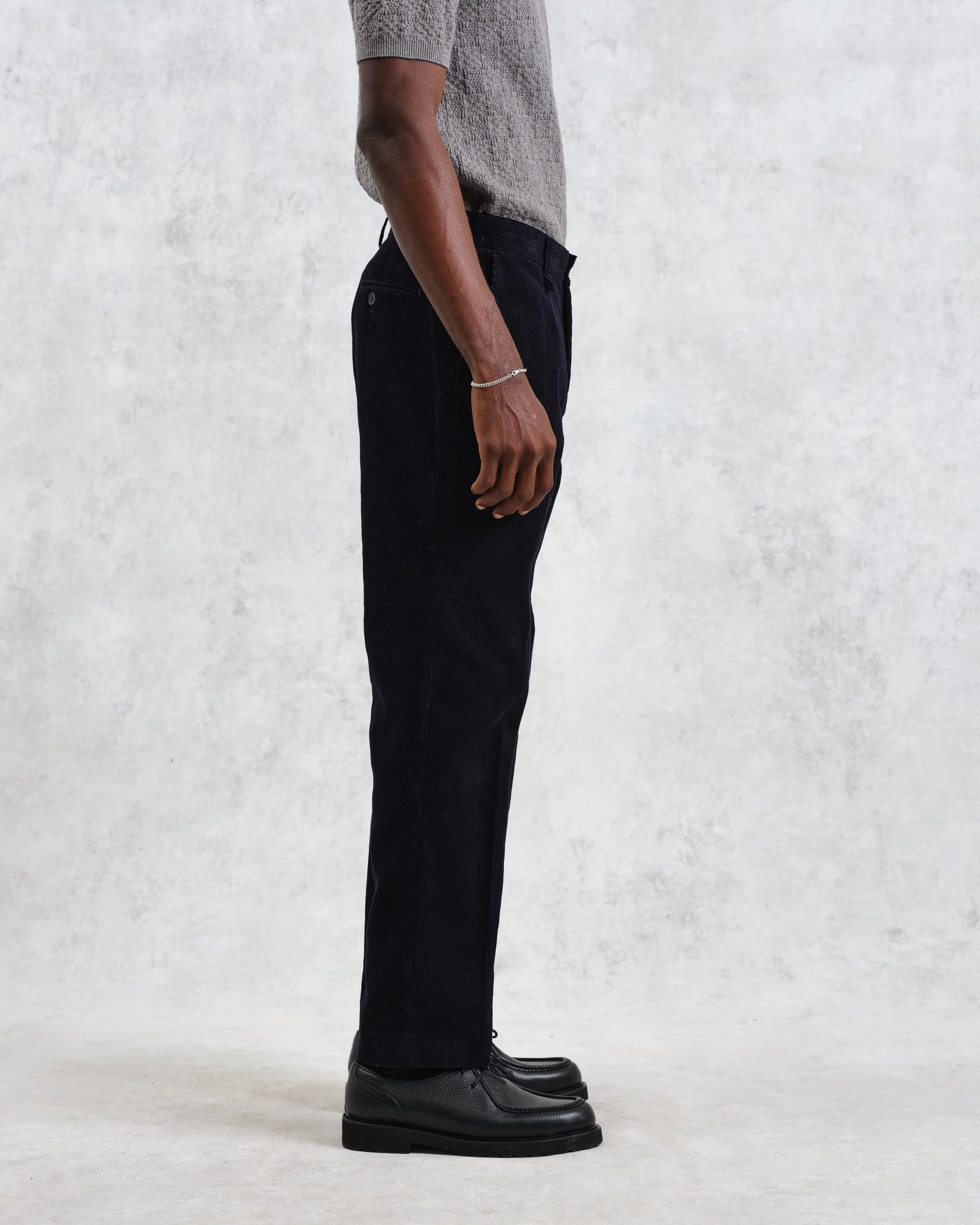 wax london men's Alp - Navy Corduroy Trousers