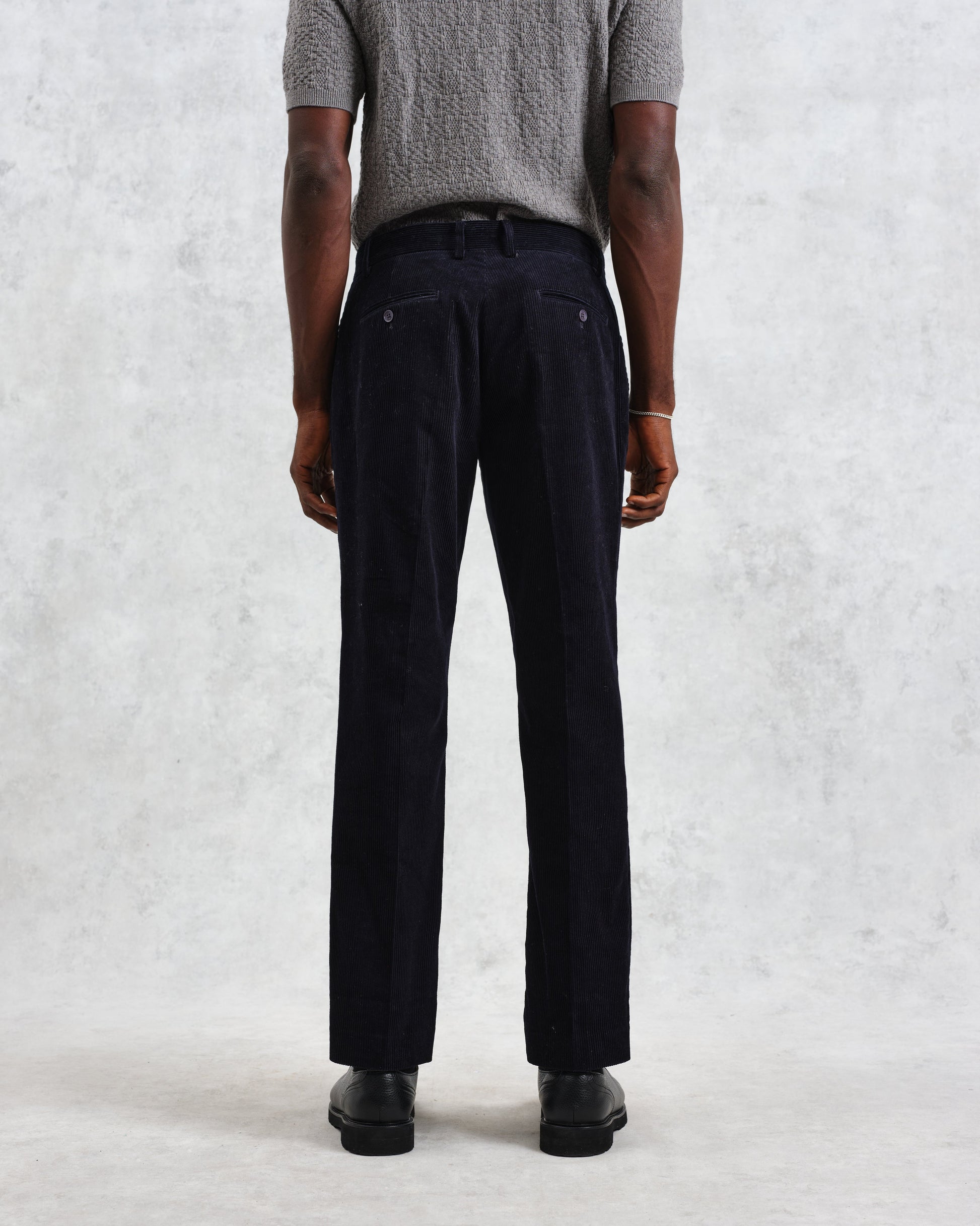 wax london men's Alp - Navy Corduroy Trousers