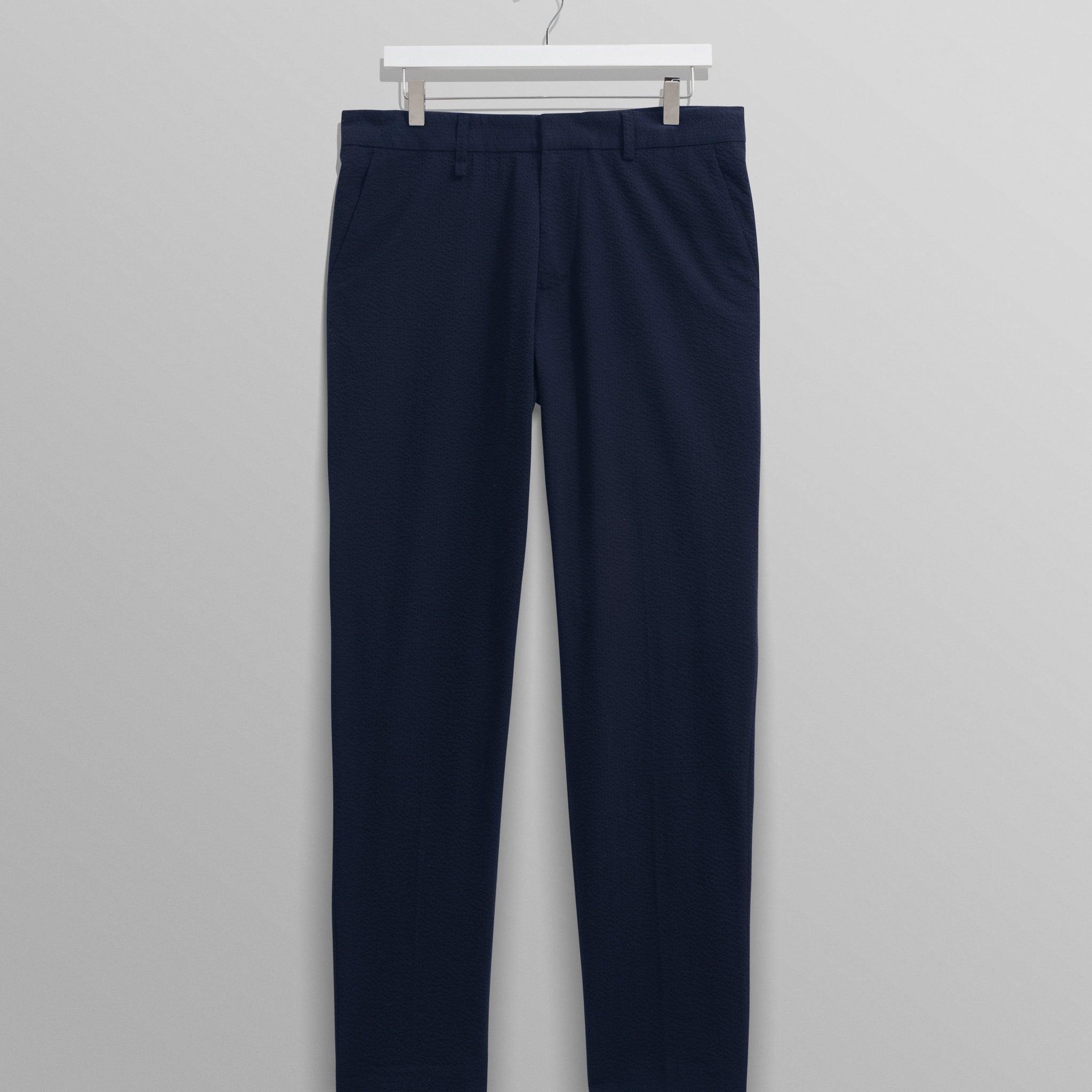 wax london men's Alp - Navy Seersucker Trousers