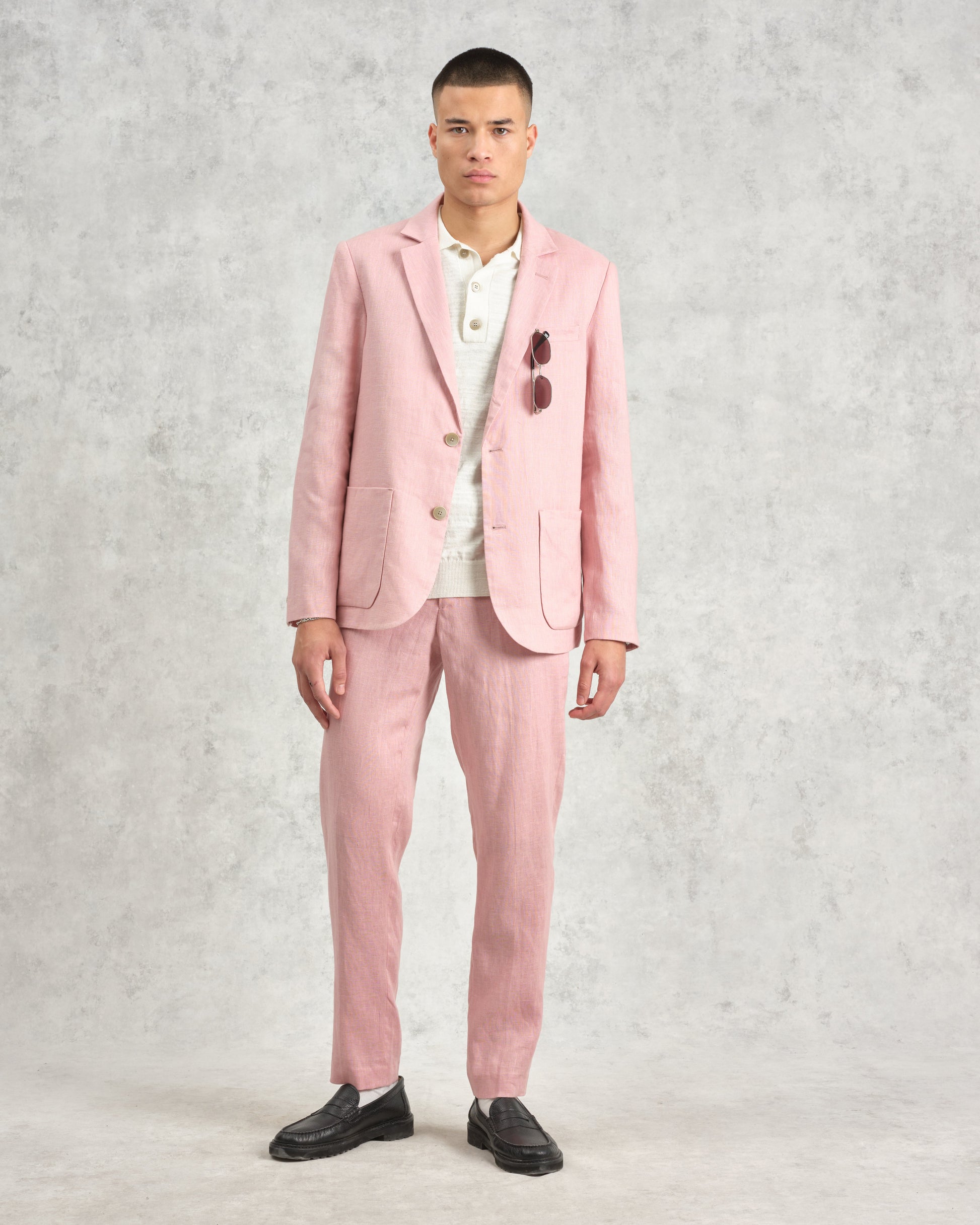 wax london men's Alp - Pale Pink Linen Trousers