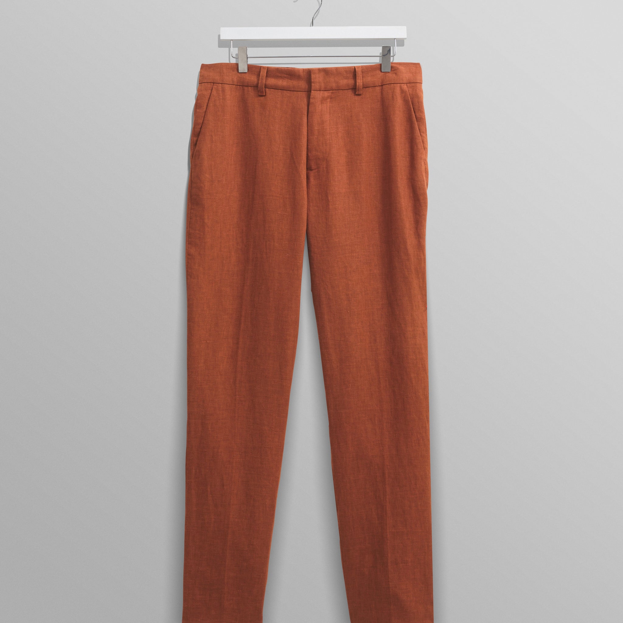 wax london men's Alp - Rust Linen Trousers
