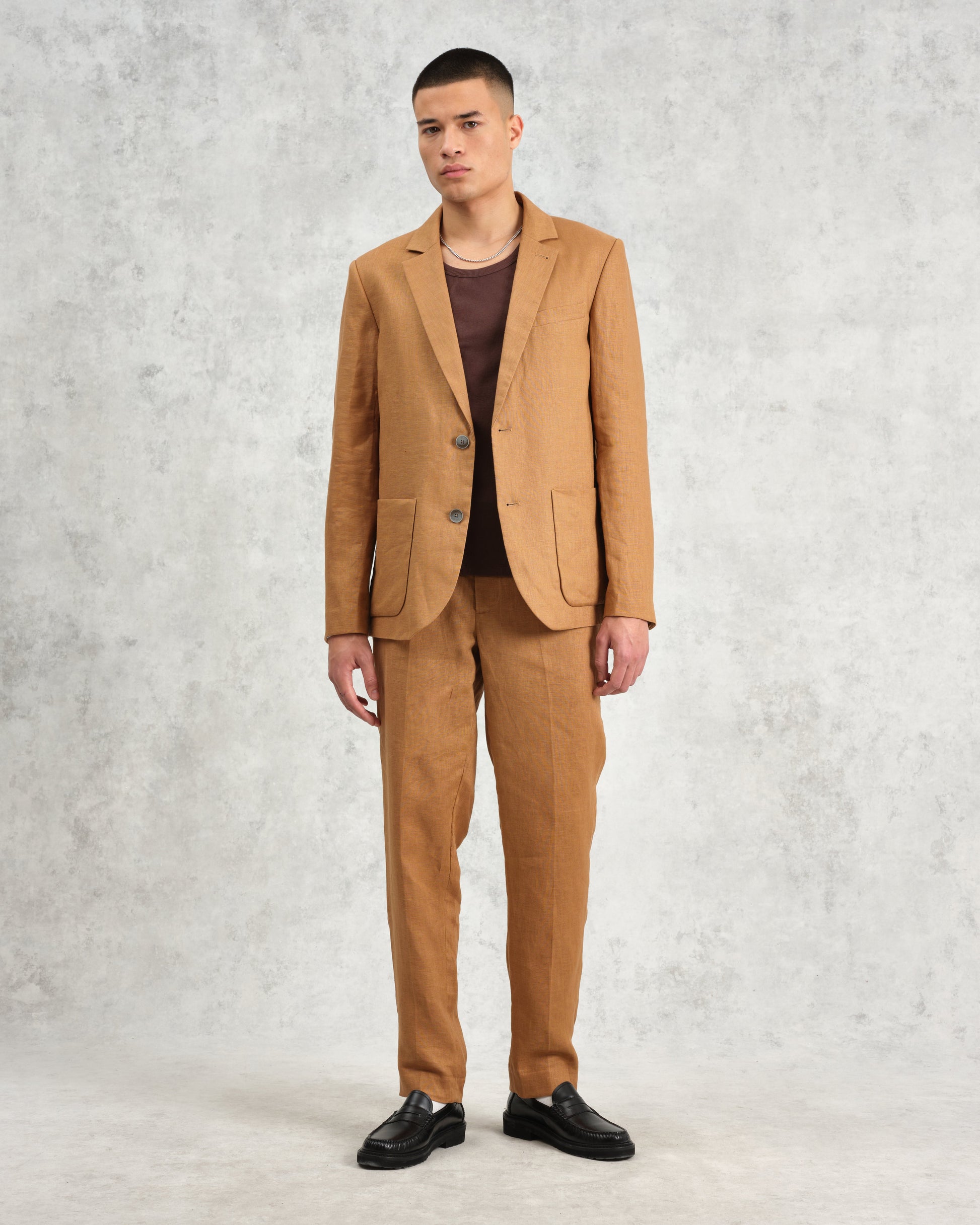 wax london men's Alp - Tan Linen Trousers