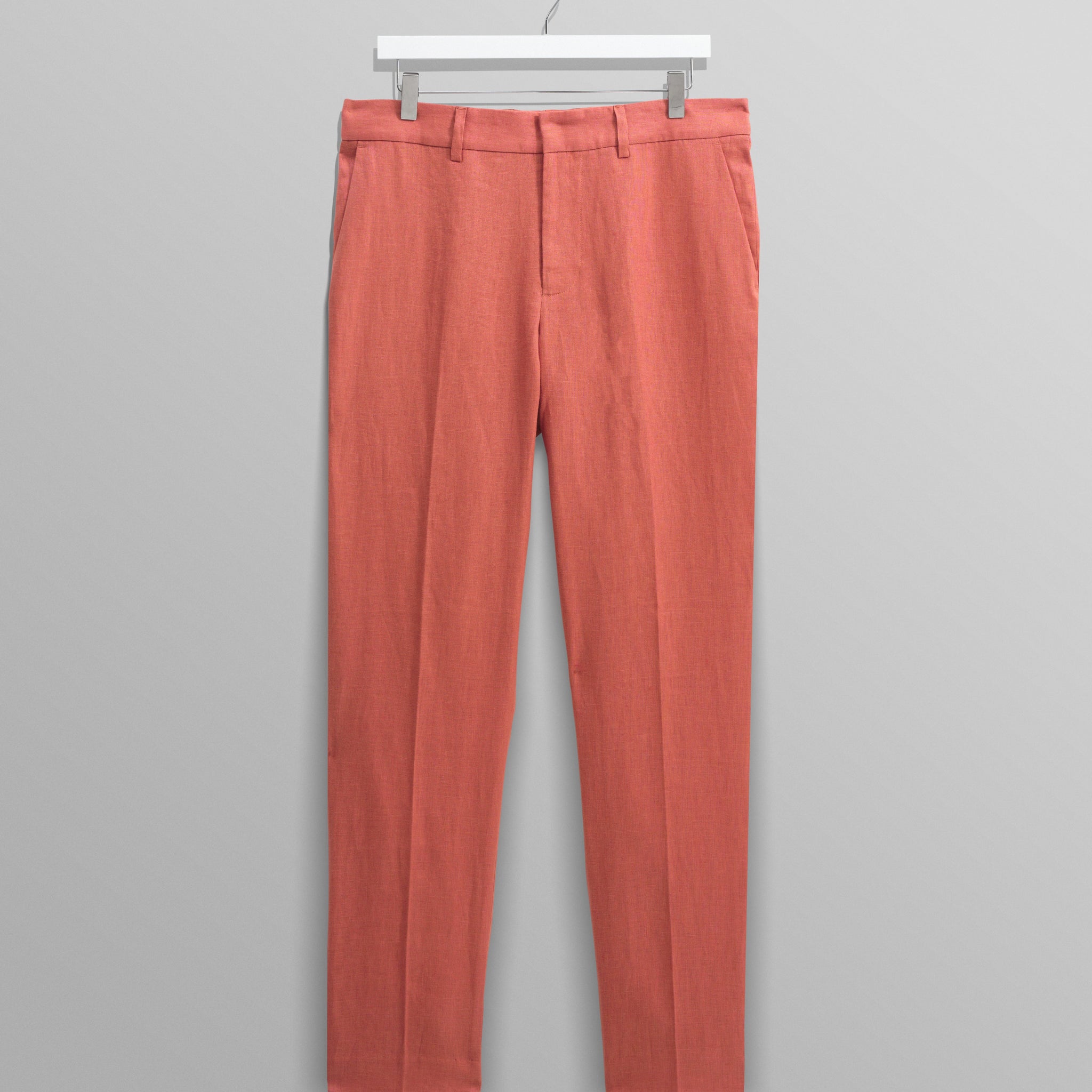 wax london men's Alp - Terracotta Linen Trousers