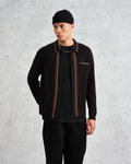 wax london men's Amble - Black Milano-Knit Long Sleeve Polo