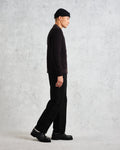 wax london men's Amble - Black Milano-Knit Long Sleeve Polo