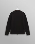 wax london men's Amble - Black Milano-Knit Long Sleeve Polo