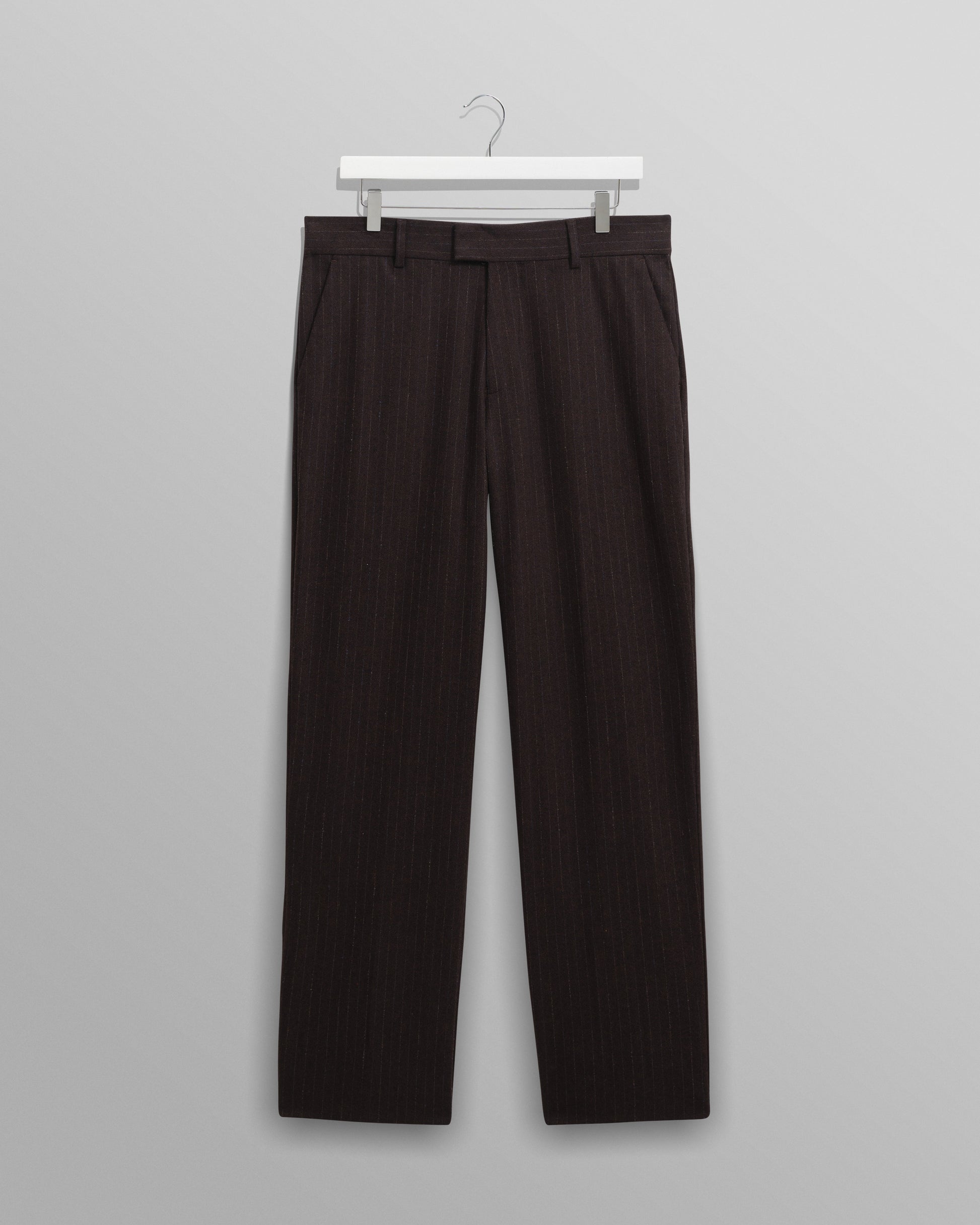 wax london men's Aston - Dark Brown Wool Pinstripe Trousers