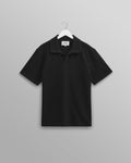 wax london men's Atwood - Black Textured Organic Cotton Polo Shirt