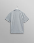 wax london men's Atwood - Blue Textured Organic Cotton Polo Shirt