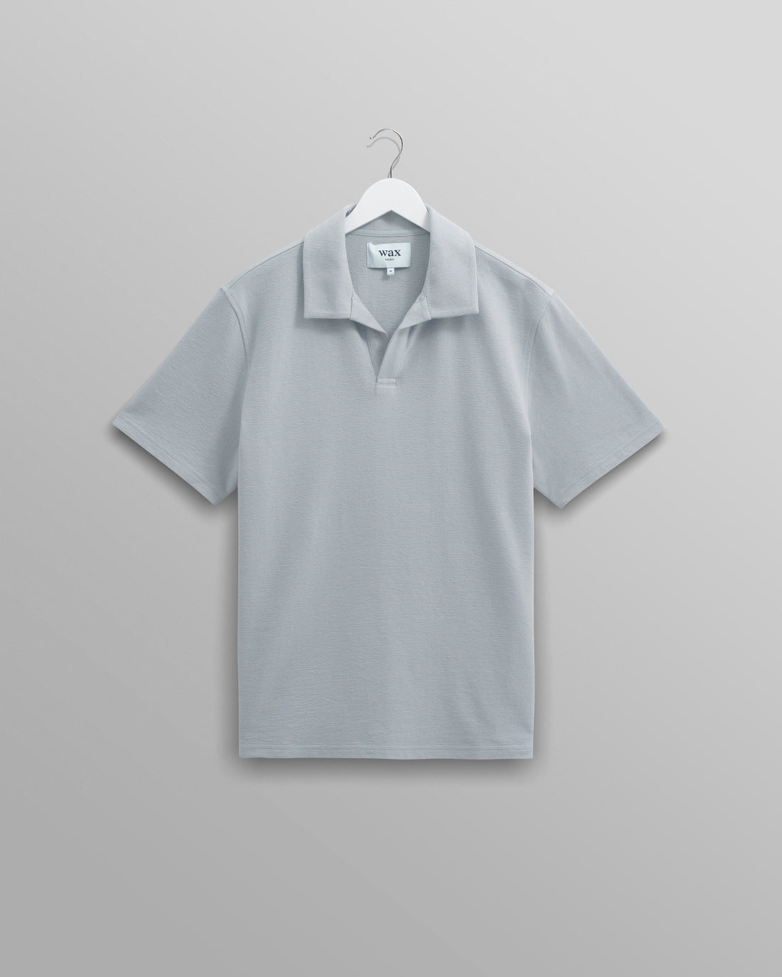 wax london men's Atwood - Blue Textured Organic Cotton Polo Shirt
