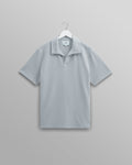wax london men's Atwood - Blue Textured Organic Cotton Polo Shirt