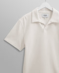 wax london men's Atwood - Ecru Textured Organic Cotton Polo Shirt