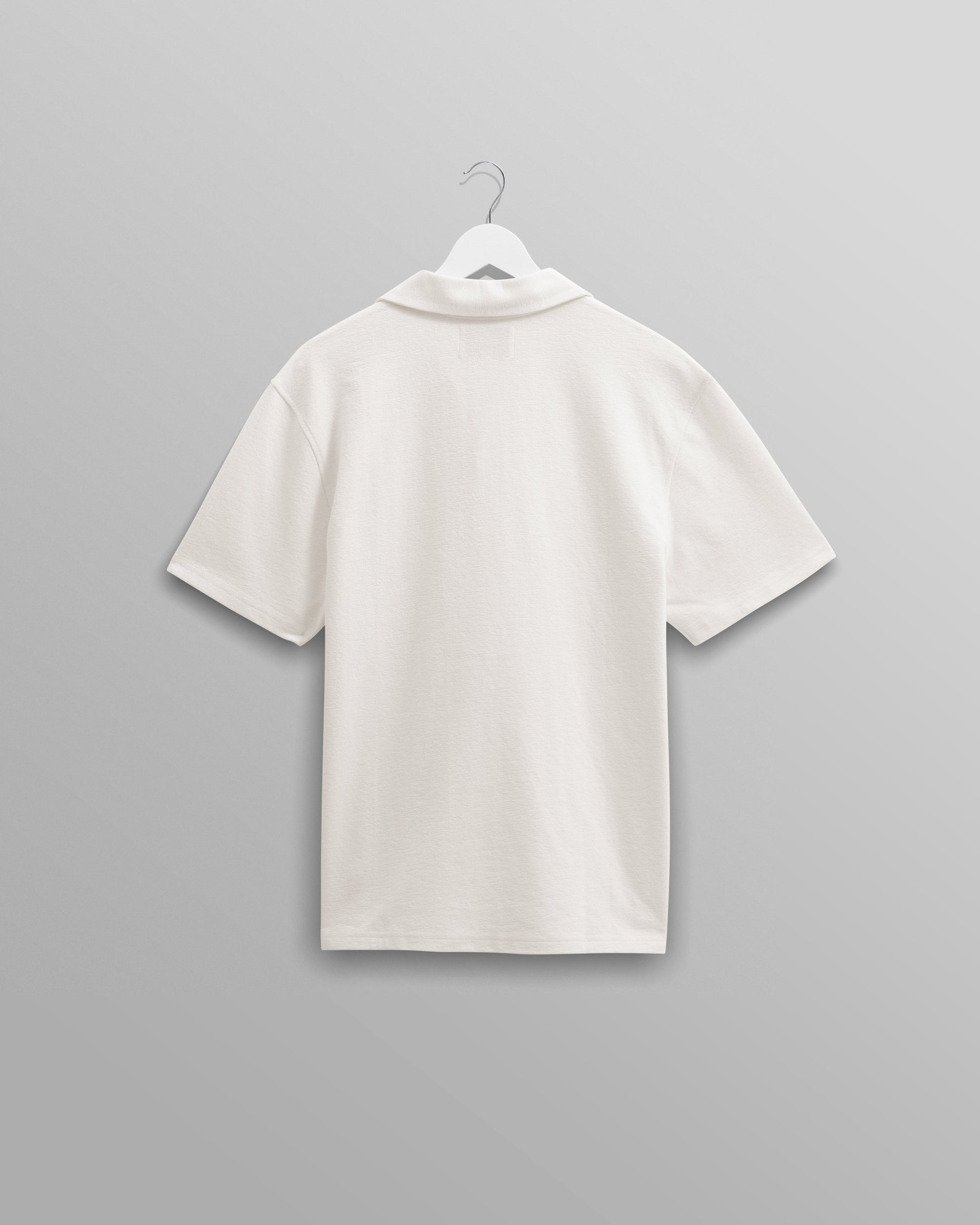 wax london men's Atwood - Ecru Textured Organic Cotton Polo Shirt