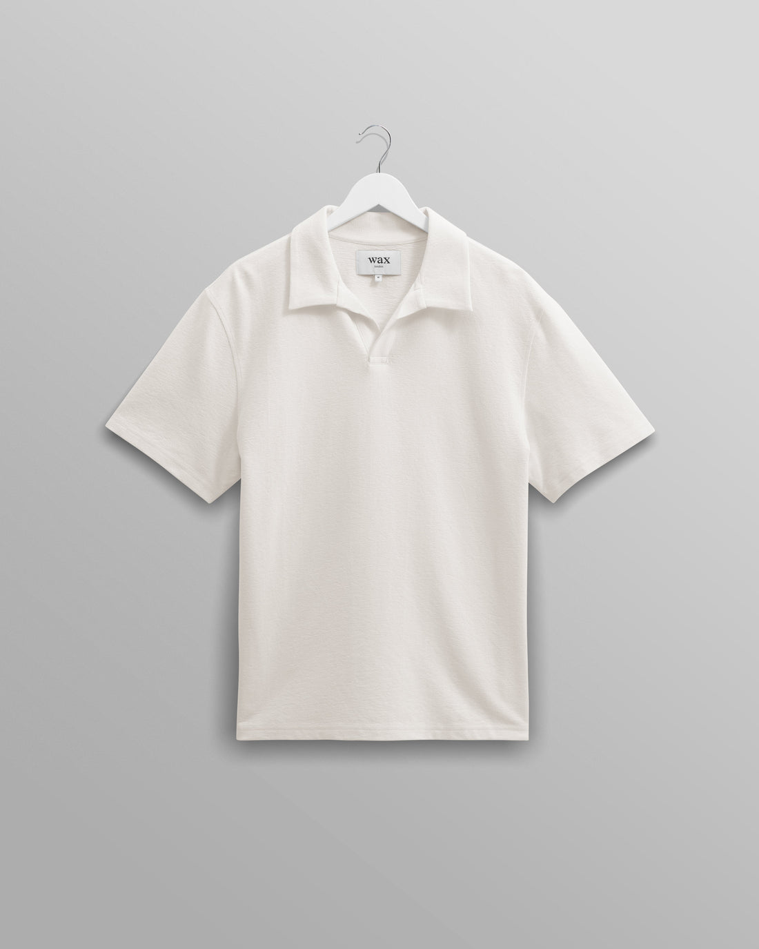 wax london men's Atwood - Ecru Textured Organic Cotton Polo Shirt