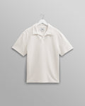 wax london men's Atwood - Ecru Textured Organic Cotton Polo Shirt