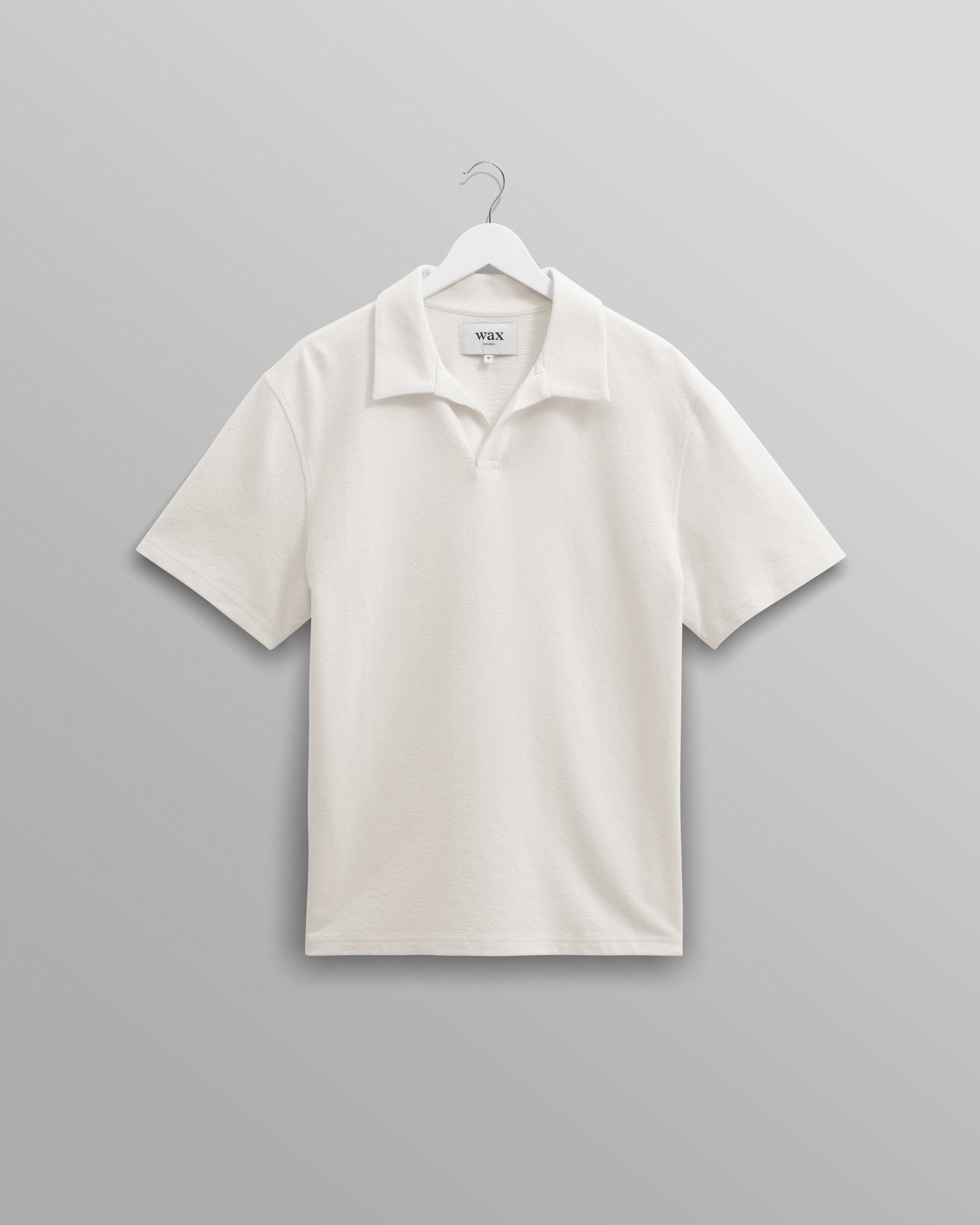 wax london men's Atwood - Ecru Textured Organic Cotton Polo Shirt