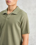 wax london men's Atwood - Green Textured Organic Cotton Polo Shirt