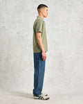 wax london men's Atwood - Green Textured Organic Cotton Polo Shirt