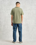 wax london men's Atwood - Green Textured Organic Cotton Polo Shirt