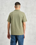 wax london men's Atwood - Green Textured Organic Cotton Polo Shirt