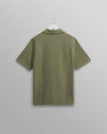 wax london men's Atwood - Green Textured Organic Cotton Polo Shirt