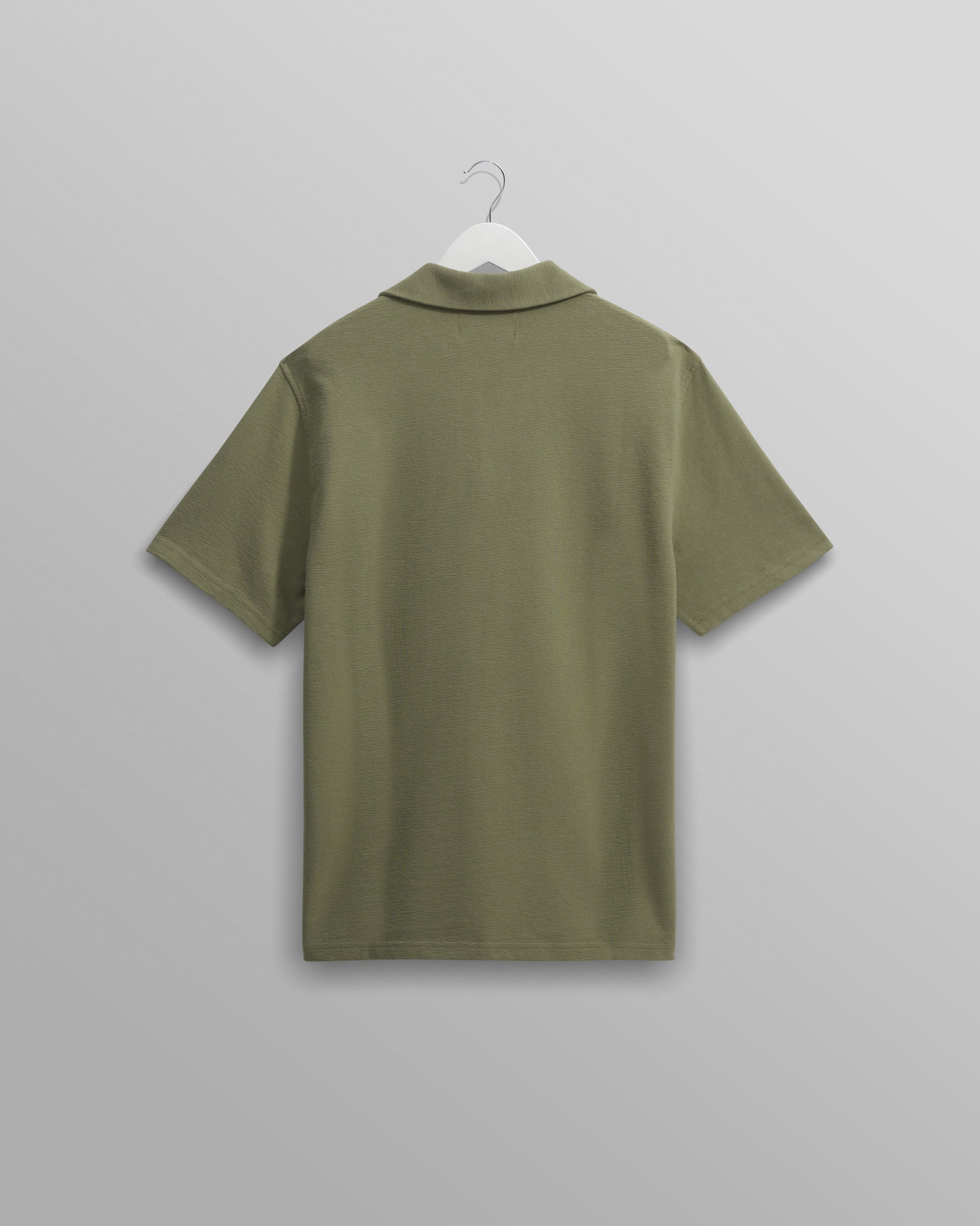 wax london men's Atwood - Green Textured Organic Cotton Polo Shirt