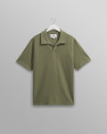 wax london men's Atwood - Green Textured Organic Cotton Polo Shirt