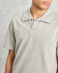 wax london men's Atwood - Grey Marl Textured Organic Cotton Polo Shirt