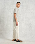 wax london men's Atwood - Grey Marl Textured Organic Cotton Polo Shirt