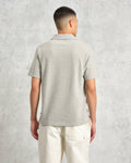 wax london men's Atwood - Grey Marl Textured Organic Cotton Polo Shirt
