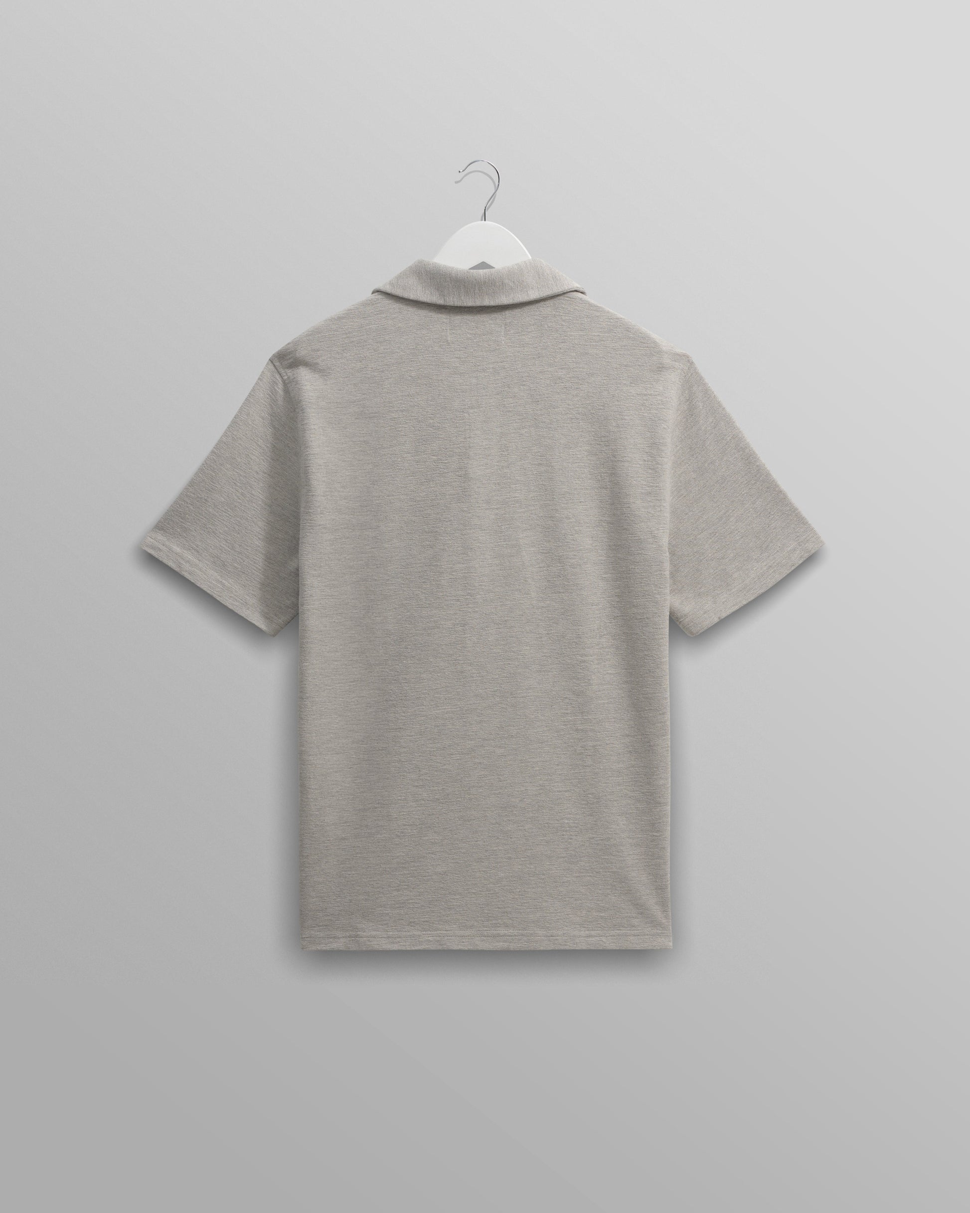 wax london men's Atwood - Grey Marl Textured Organic Cotton Polo Shirt