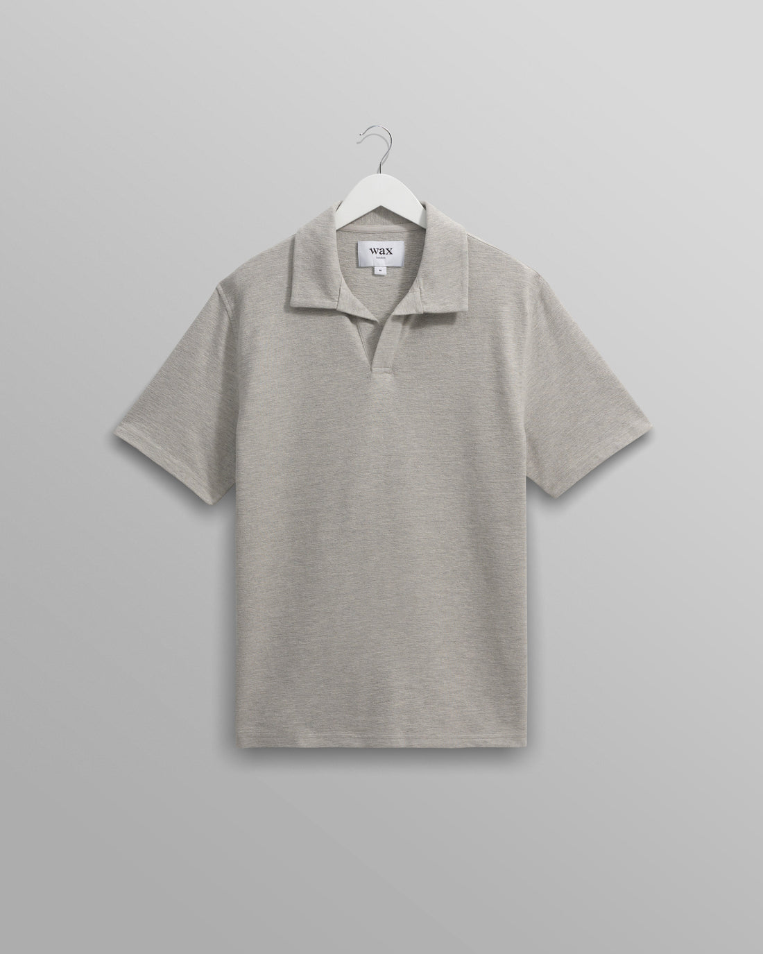 wax london men's Atwood - Grey Marl Textured Organic Cotton Polo Shirt