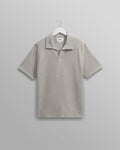 wax london men's Atwood - Grey Marl Textured Organic Cotton Polo Shirt
