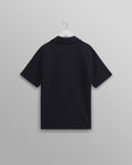 wax london men's Atwood - Navy Textured Organic Cotton Polo Shirt