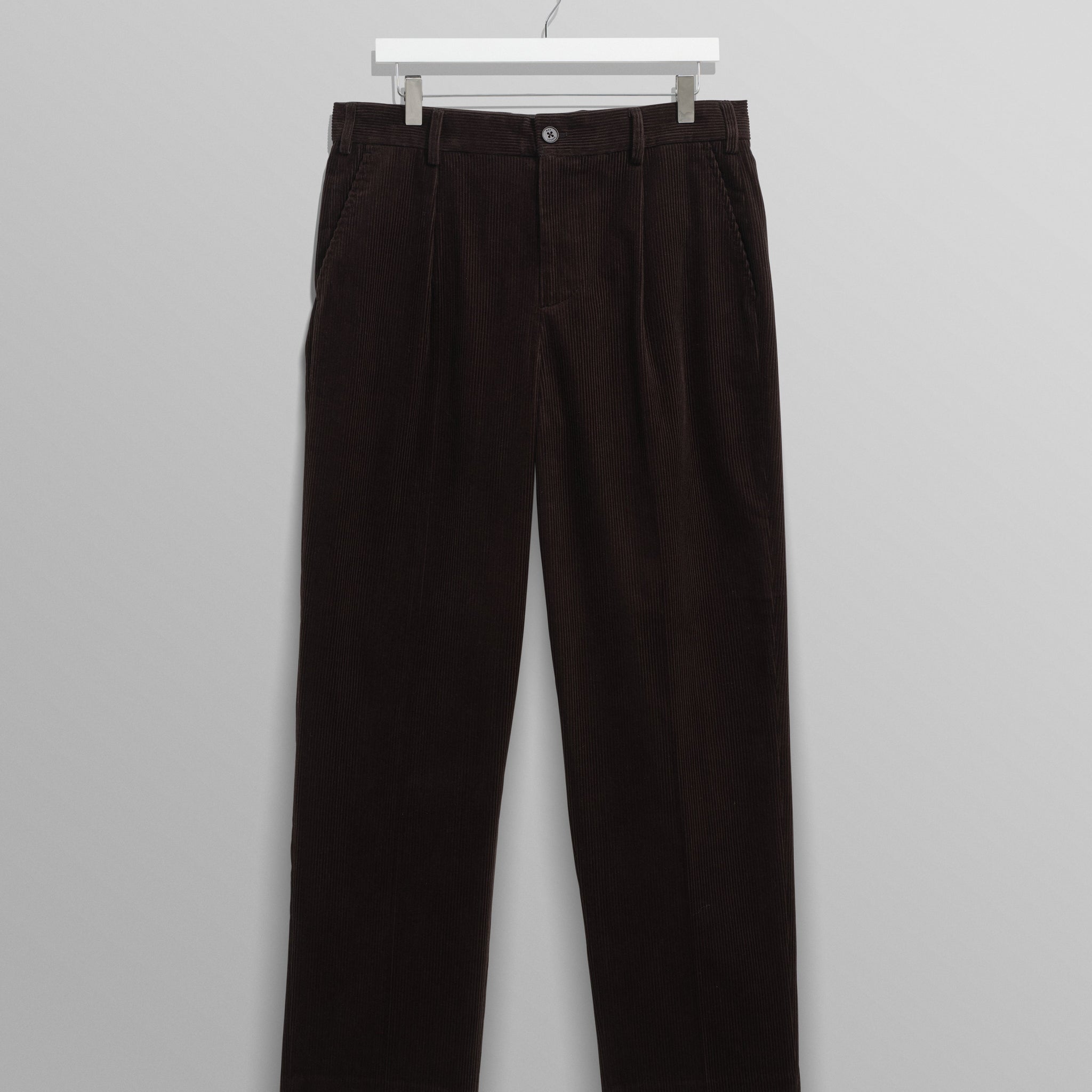 wax london men's Aubyn - Black Soft Corduroy Pleated Trousers