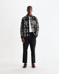 wax london men's Aubyn - Black Wool Blend Twill Pleated Trousers
