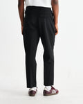 wax london men's Aubyn - Black Wool Blend Twill Pleated Trousers