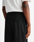 wax london men's Aubyn - Black Wool Blend Twill Pleated Trousers