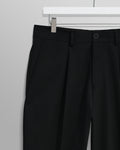 wax london men's Aubyn - Black Wool Blend Twill Pleated Trousers