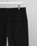 wax london men's Aubyn - Black Wool Blend Twill Pleated Trousers