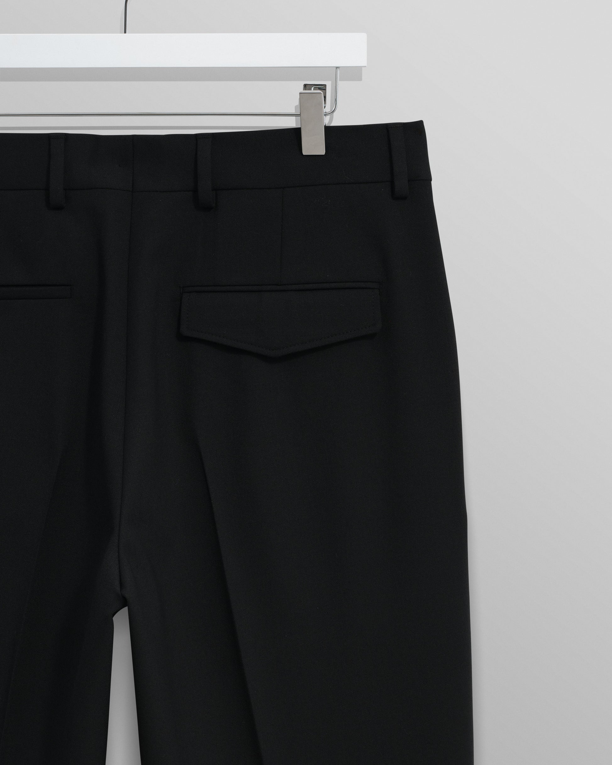 wax london men's Aubyn - Black Wool Blend Twill Pleated Trousers