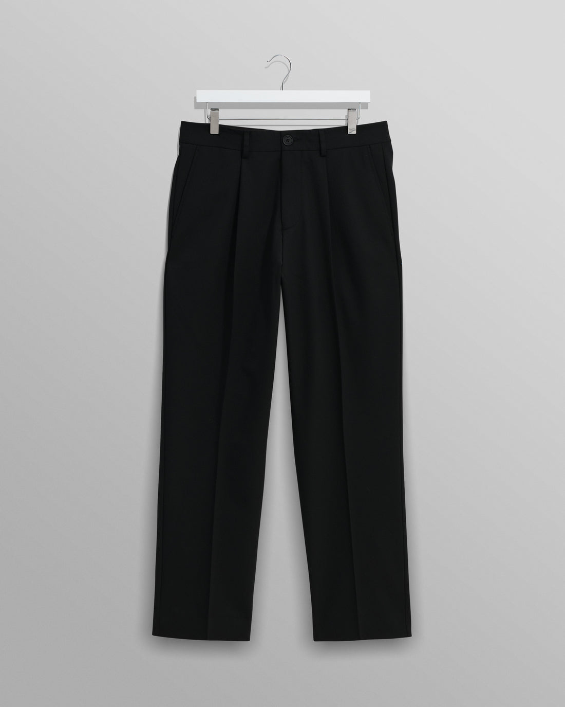wax london men's Aubyn - Black Wool Blend Twill Pleated Trousers