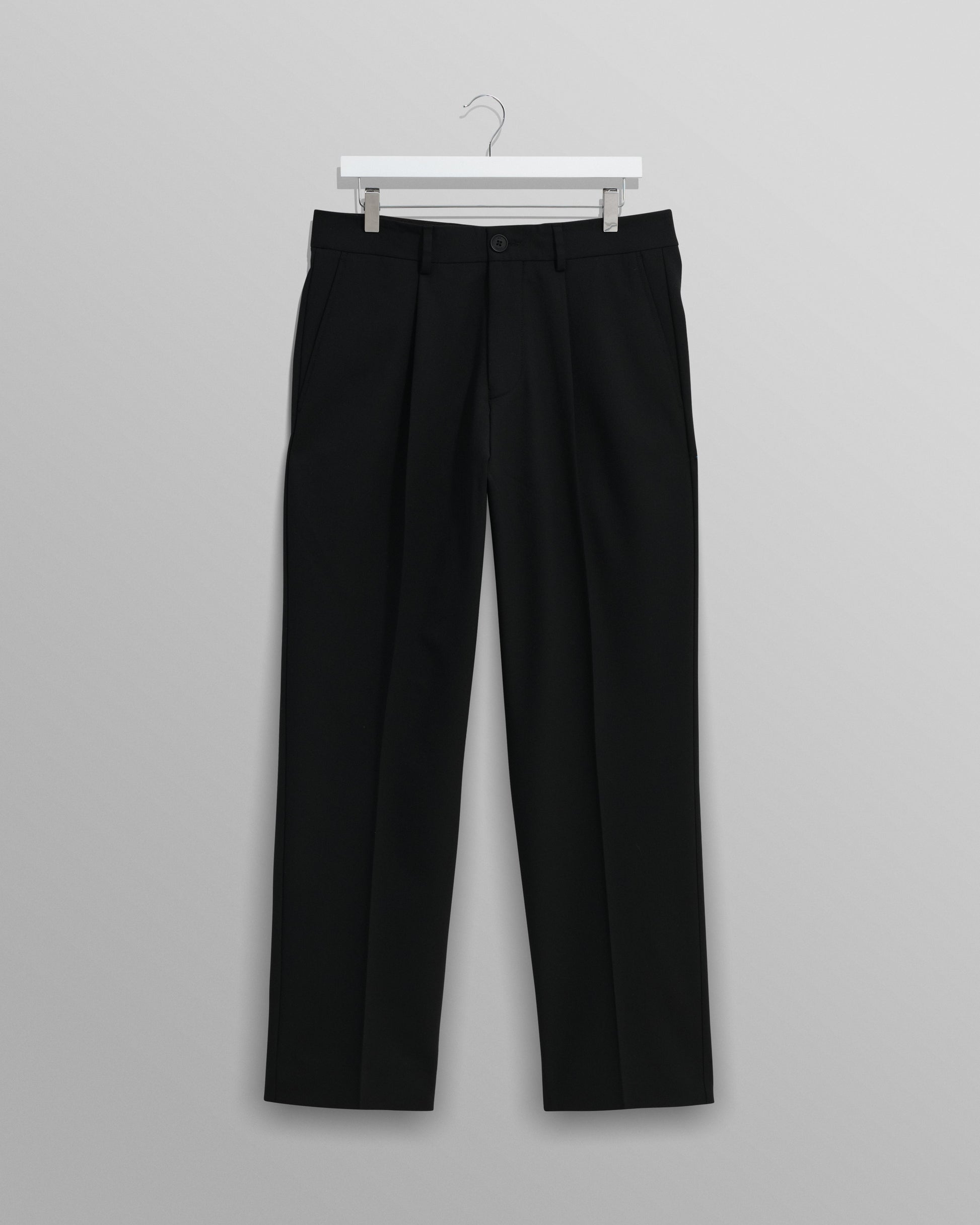 wax london men's Aubyn - Black Wool Blend Twill Pleated Trousers