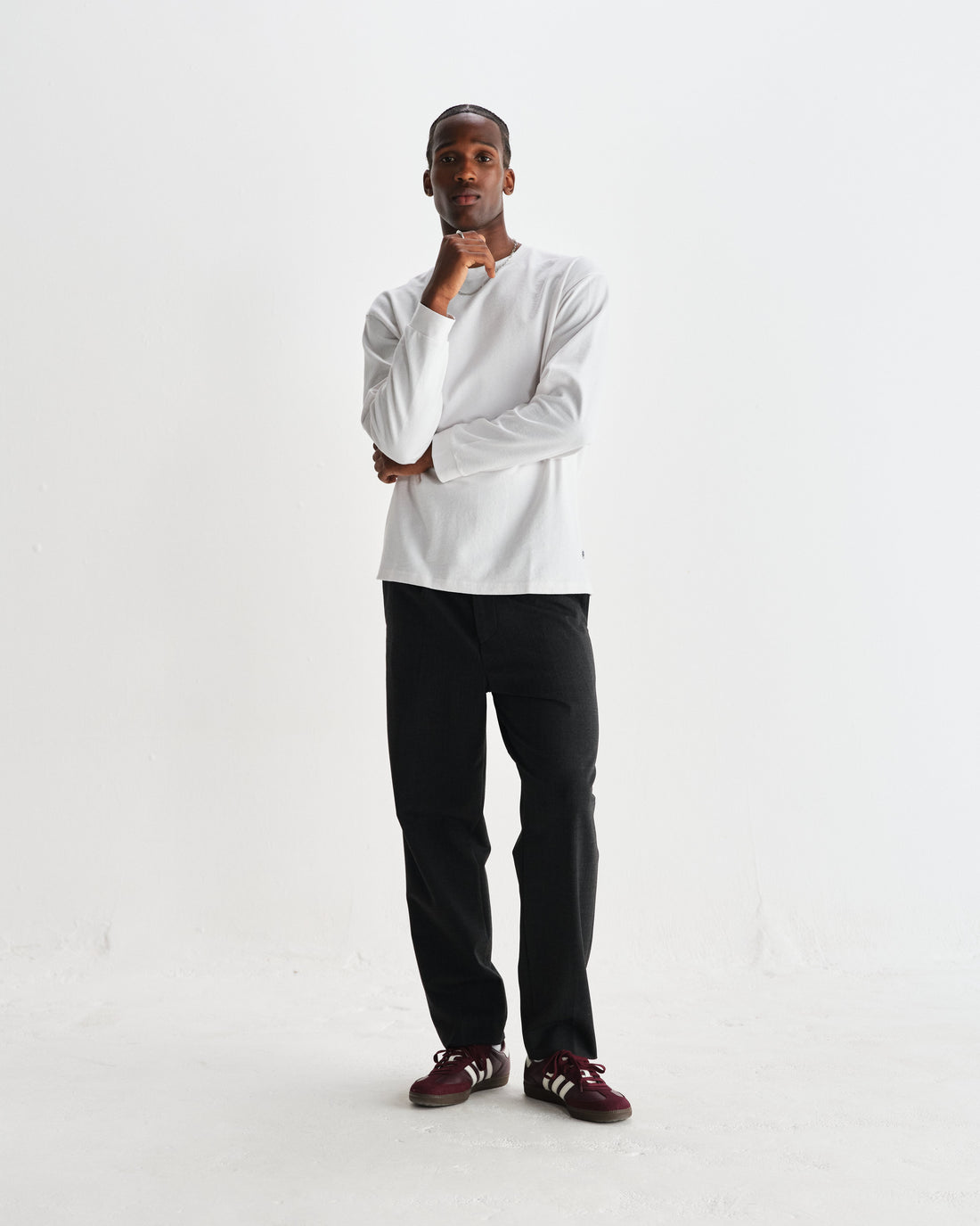 wax london men's Aubyn - Charcoal Wool Blend Twill Pleated Trousers