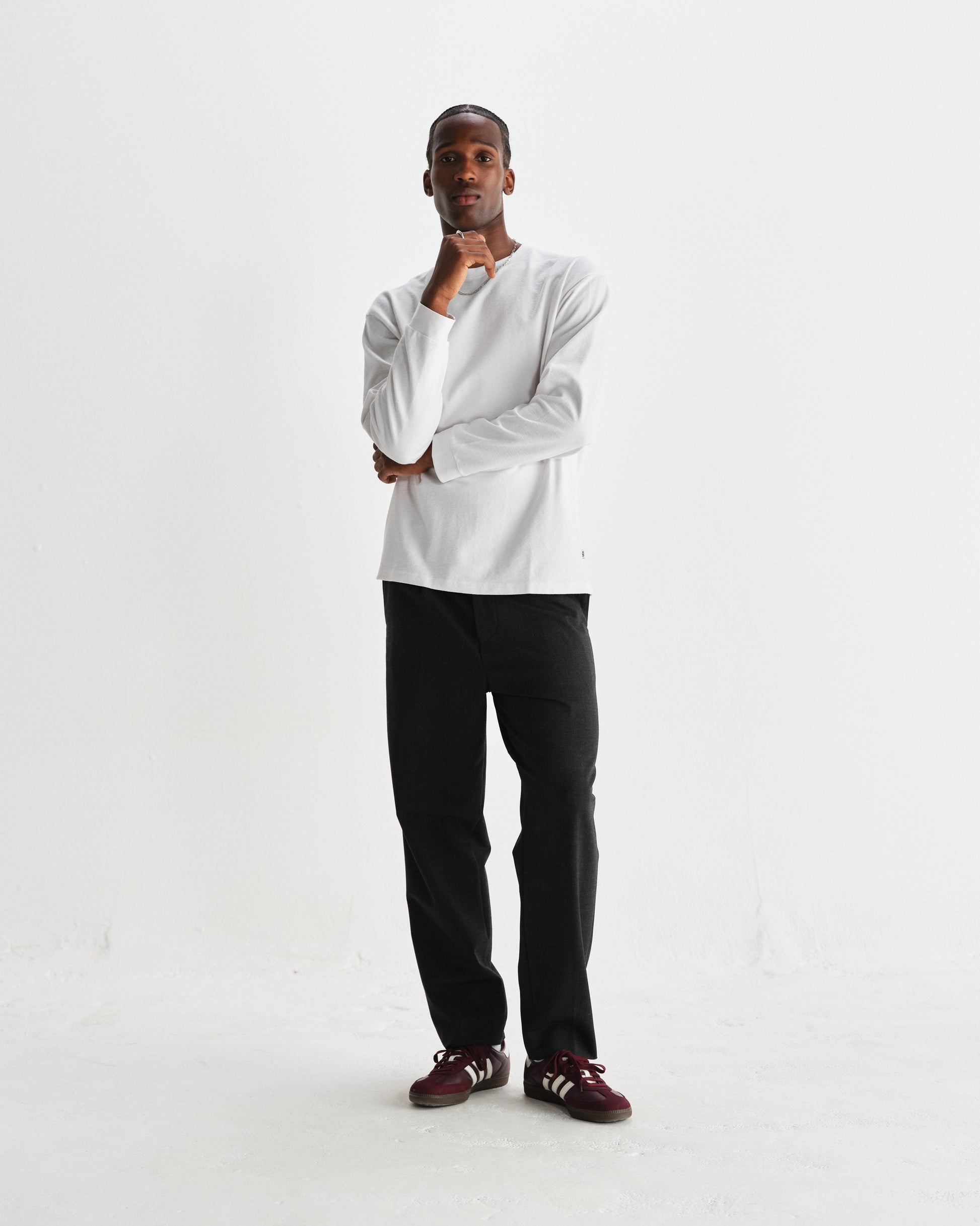 wax london men's Aubyn - Charcoal Wool Blend Twill Pleated Trousers
