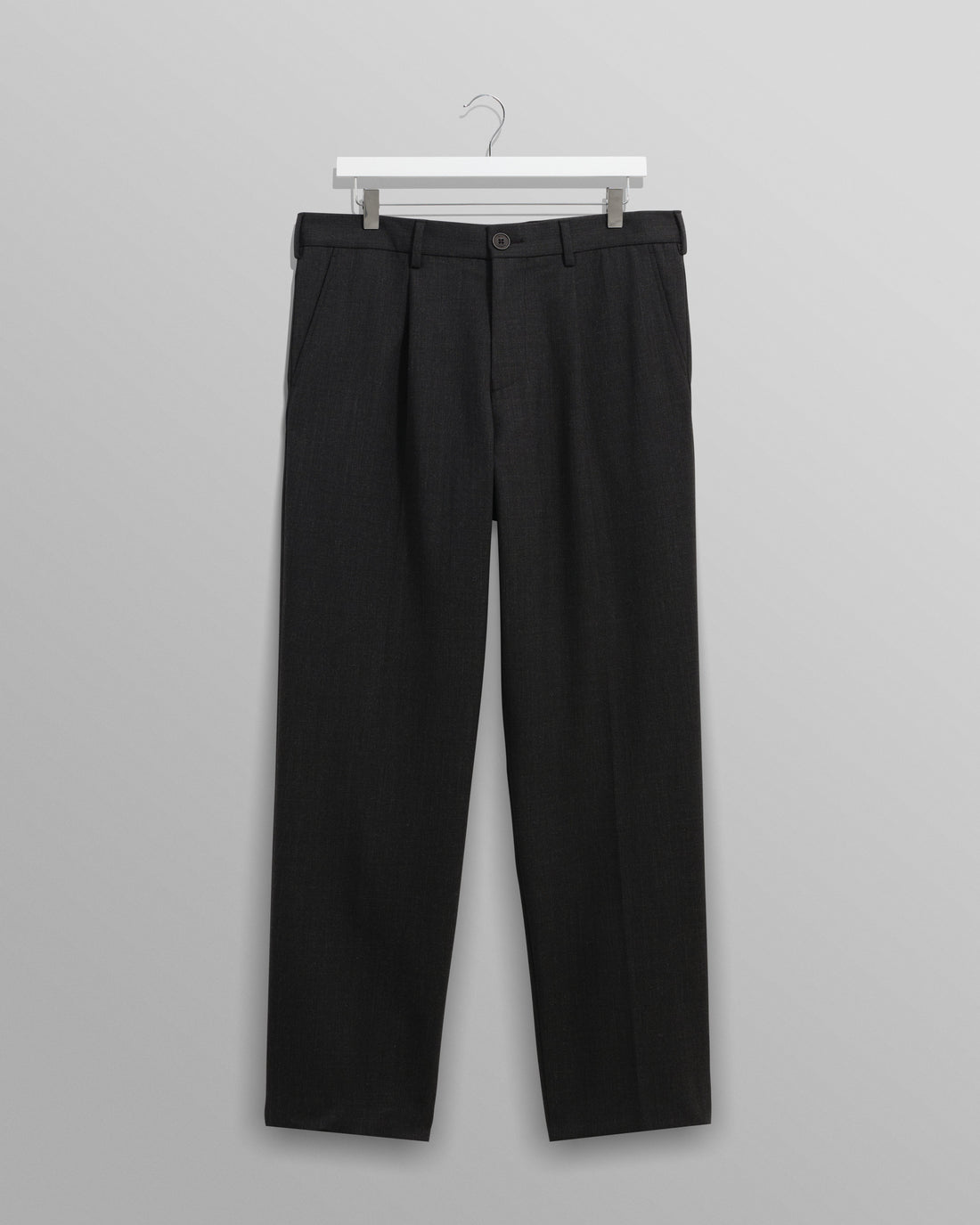 wax london men's Aubyn - Charcoal Wool Blend Twill Pleated Trousers