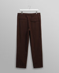 wax london men's Aubyn - Dark Brown Wool Blend Twill Pleated Trousers