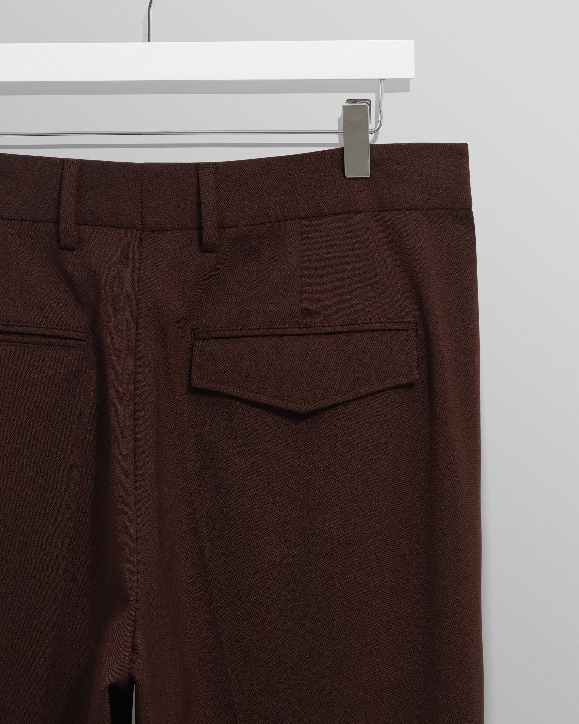 wax london men's Aubyn - Dark Brown Wool Blend Twill Pleated Trousers